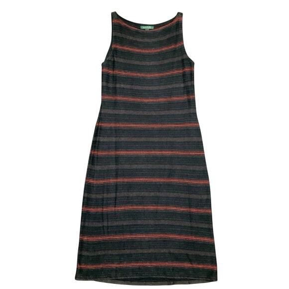 Lauren Ralph Lauren Women’s Midi Dress Black 100% Linen Size XL EUC - Picture 1 of 8